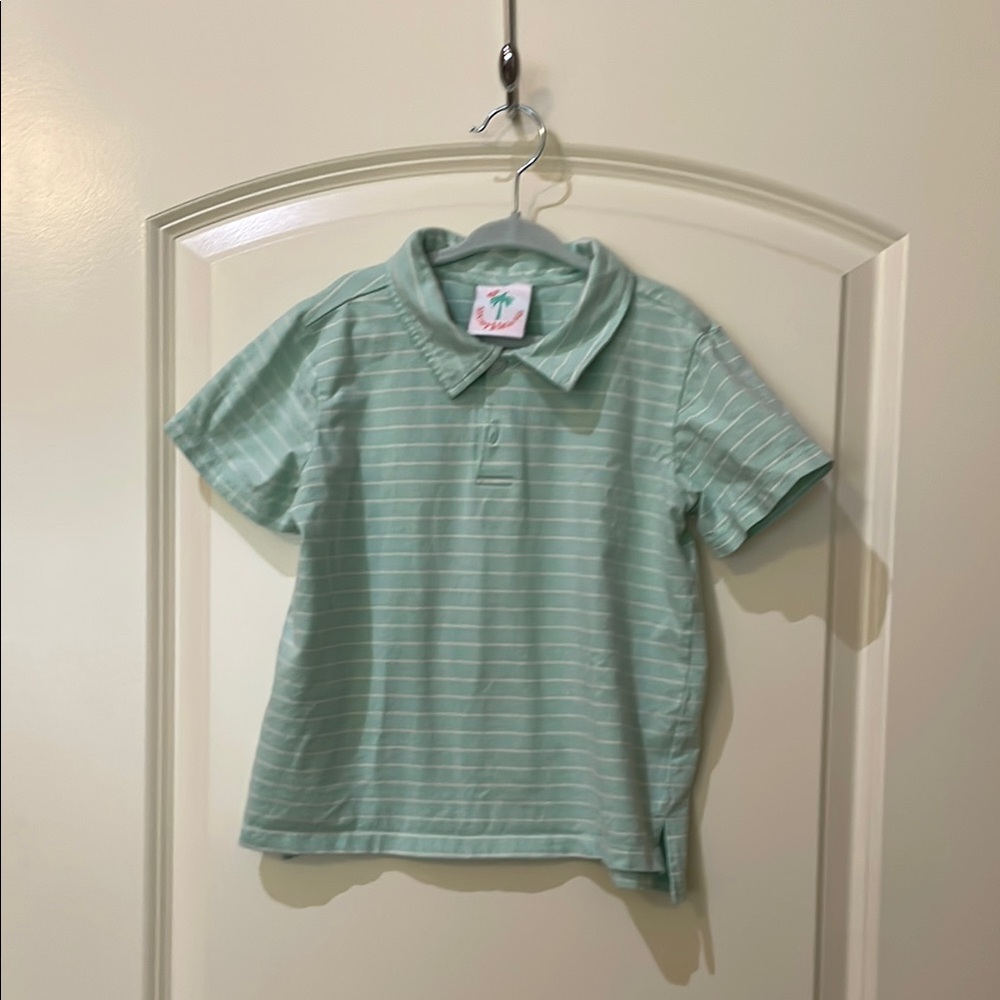 Boys Green Striped Kids Polo Shirt